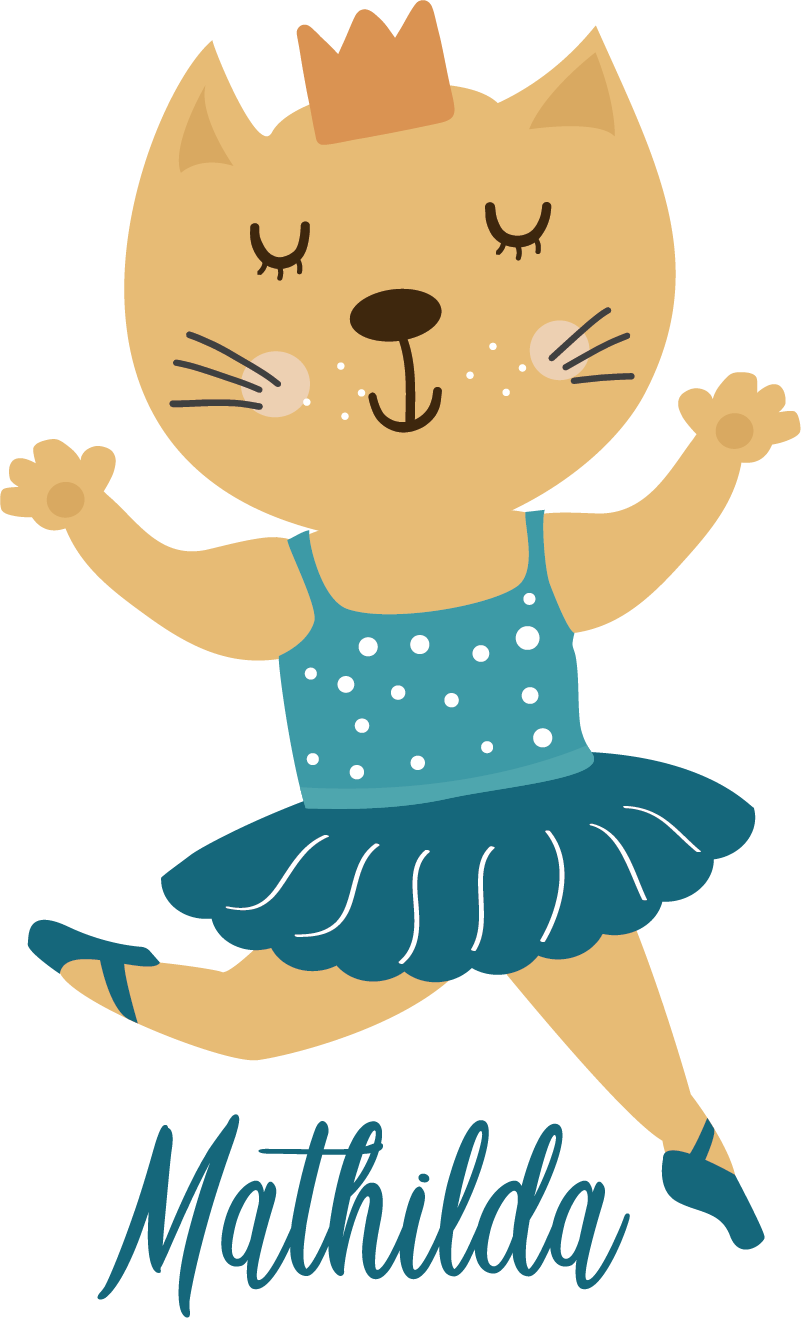 Dywan winylowy zwierzęta tańcząca kotka z imieniem - TenStickers