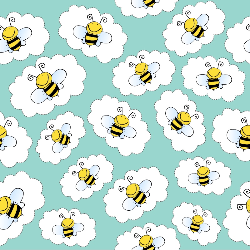 Dywan winylowy zwierzęta białe drzewa i pszczoły - TenStickers