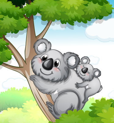Dywan winylowy zwierzęta mama i dziecko koala - TenStickers