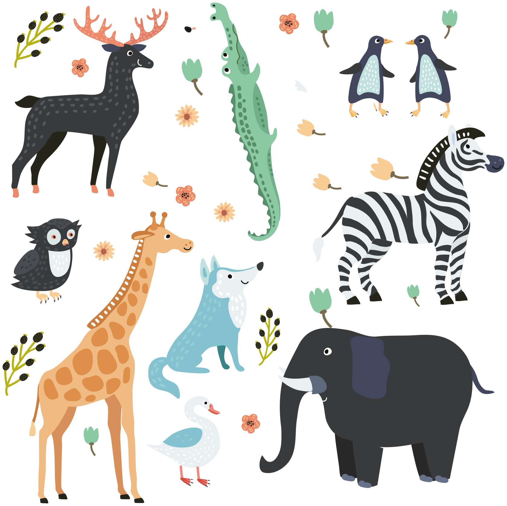 Dywan winylowy zwierzęta wesołe zwierzęta w parku - TenStickers