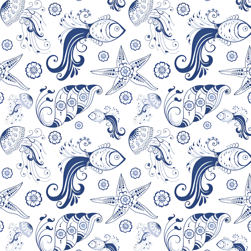 Dywan winylowy zwierzęta Życie morskie w ornamenty - TenStickers