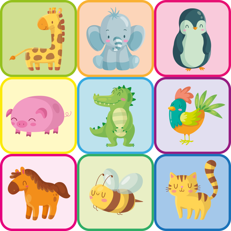 Dywan winylowy zwierzęta kolorowe płytki - TenStickers