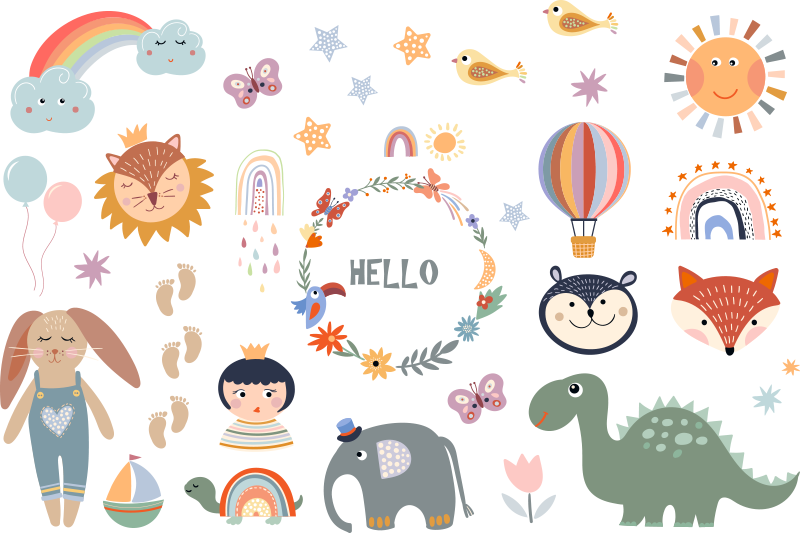 Dywan winylowy zwierzęta w kwiaty dla dzieci - TenStickers