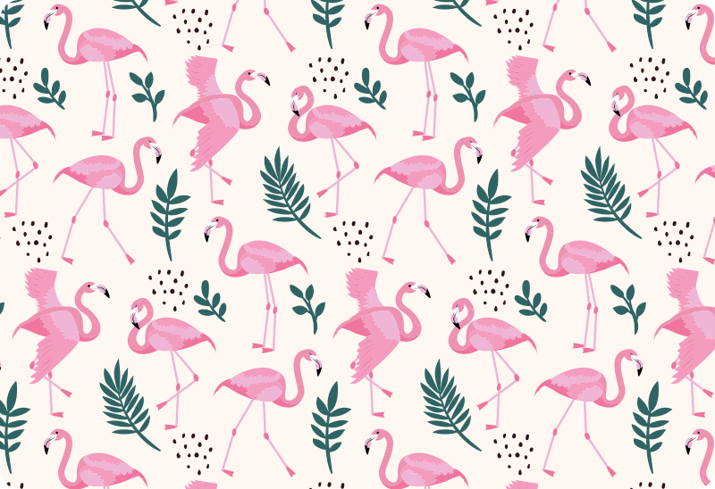 Dywan winylowy zwierzęta w flamingi i liście - TenStickers