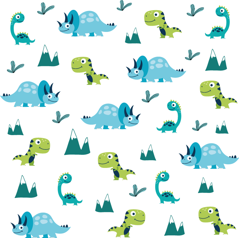 Dywan winylowy zwierzęta zestaw górskich dinozaurów - TenStickers