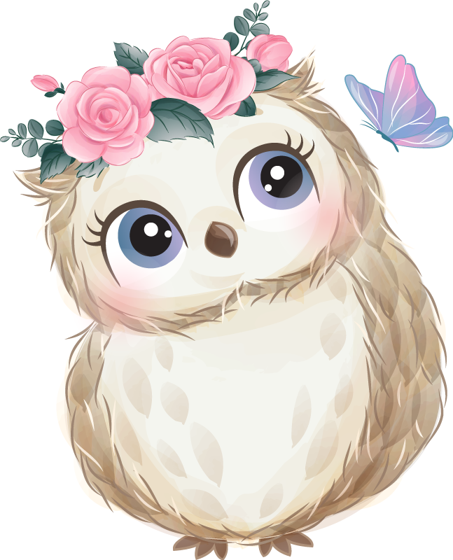 Dywan winylowy zwierzęta sowa i kwiaty - TenStickers