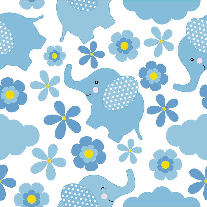 Dywan winylowy zwierzęta niebieskie małe słonie - TenStickers