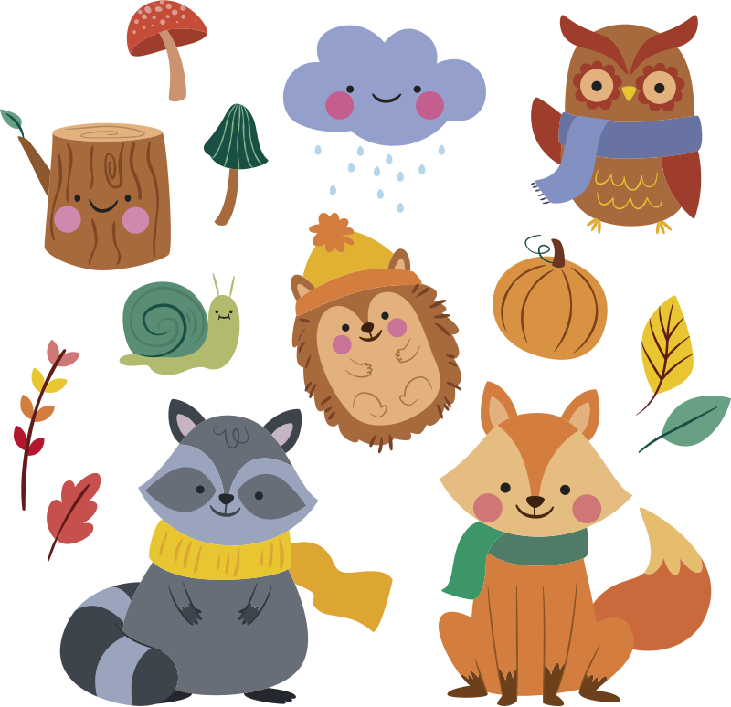Dywan winylowy zwierzęta kwiaty i zwierzęta jesieni - TenStickers