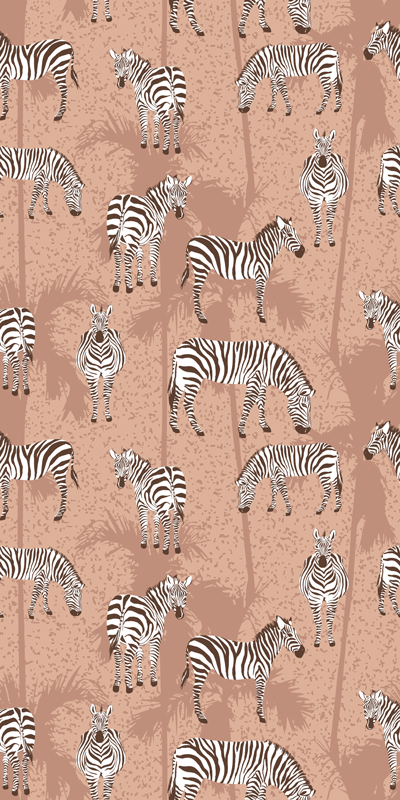 Dywan winylowy zwierzęta zebra i brązowe palmy - TenStickers