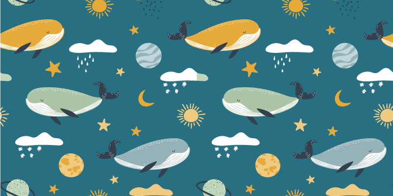 Dywan winylowy zwierzęta w modny wzór wielorybów - TenStickers