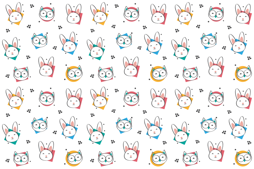 Dywan winylowy zwierzęta wzór sów i królików - TenStickers
