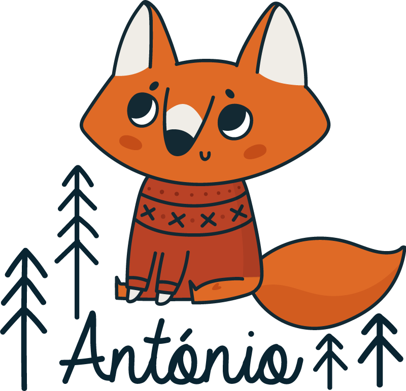 Dywan winylowy zwierzęta lis nordycki z imieniem - TenStickers