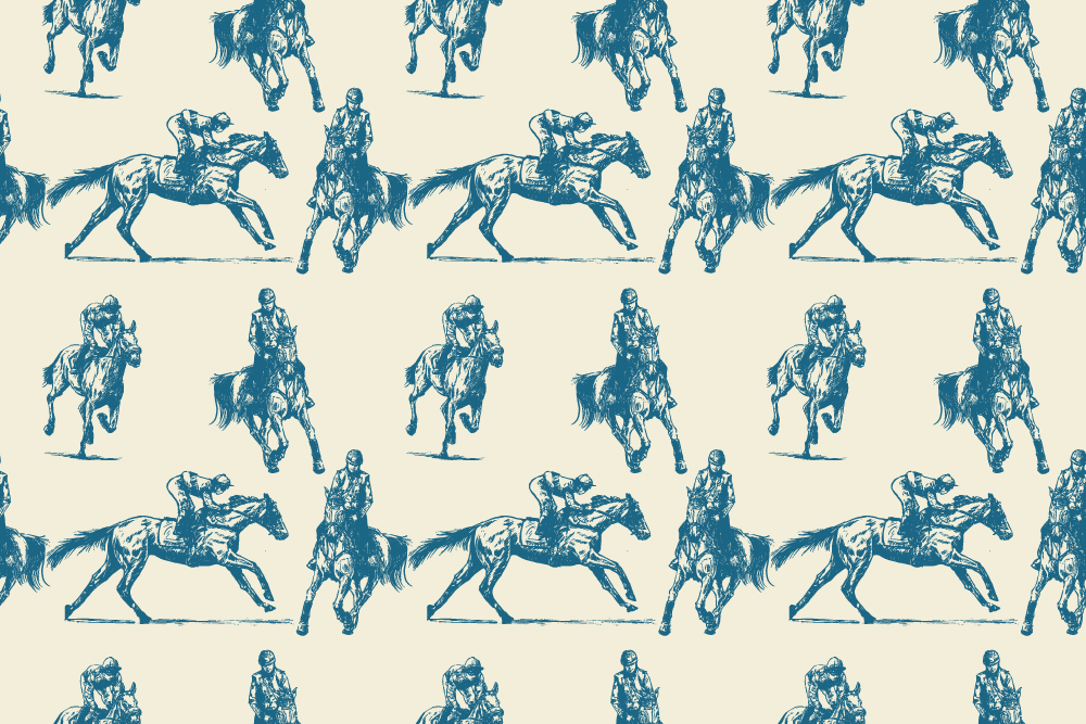 Dywan winylowy zwierzęta w niebiesko-beżowe konie - TenStickers