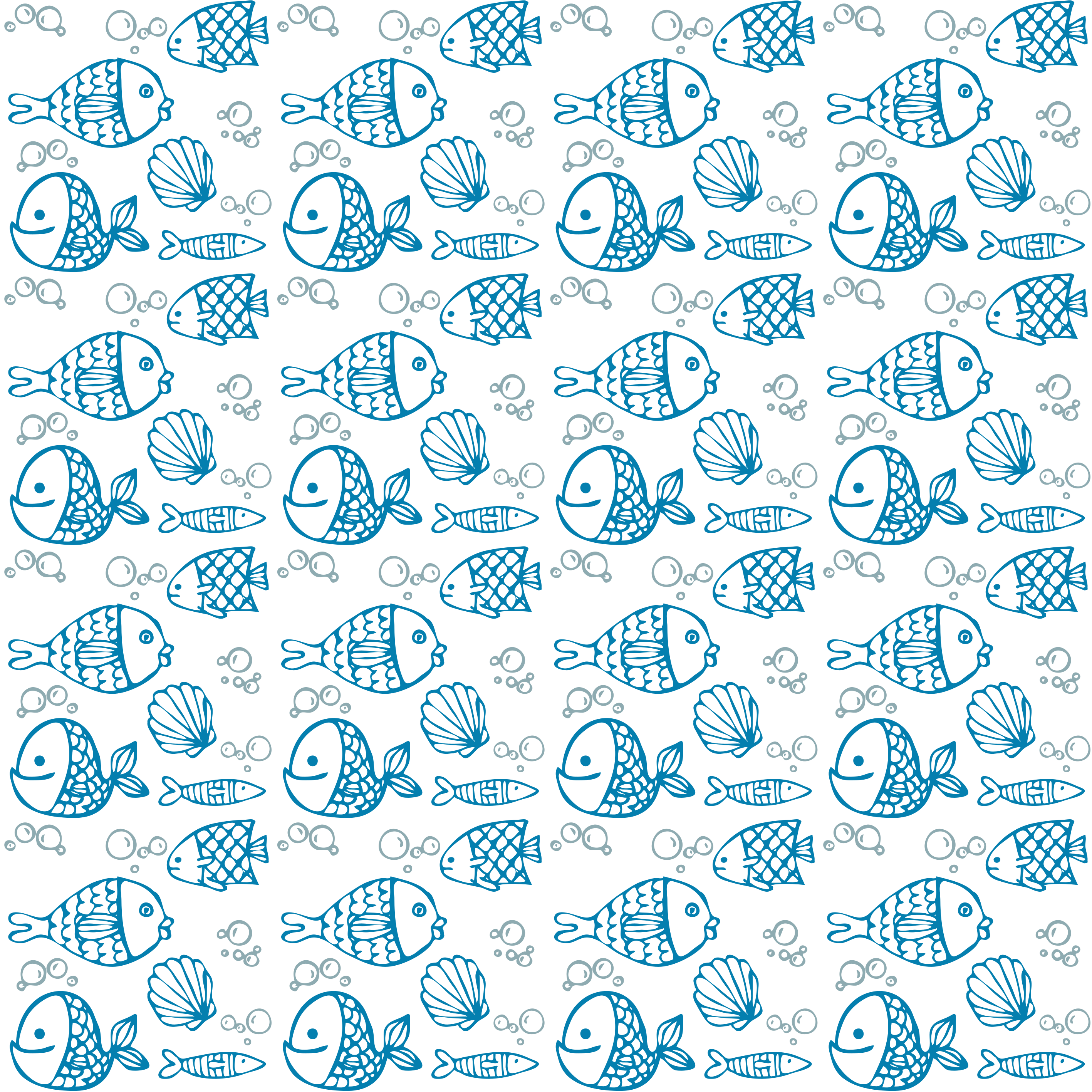 Dywan winylowy zwierzęta rysowane niebieskie ryby - TenStickers