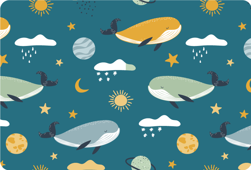 Dywan winylowy zwierzęta w modny wzór wielorybów - TenStickers