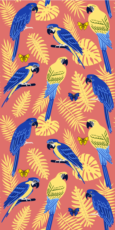 Dywan winylowy zwierzęta papugi i motyle - TenStickers