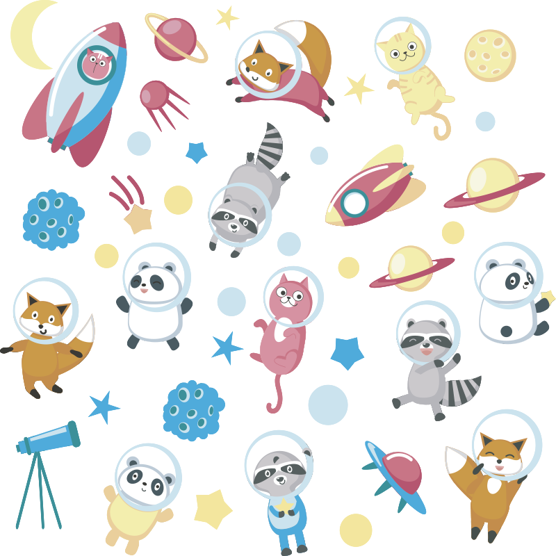 Dywan winylowy zwierzęta urocze astronauty - TenStickers