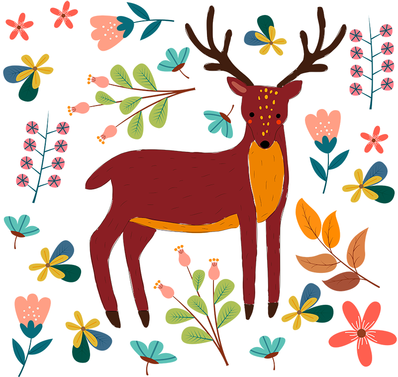 Dywan winylowy zwierzęta ilustracja fantazyjnego jelenia - TenStickers
