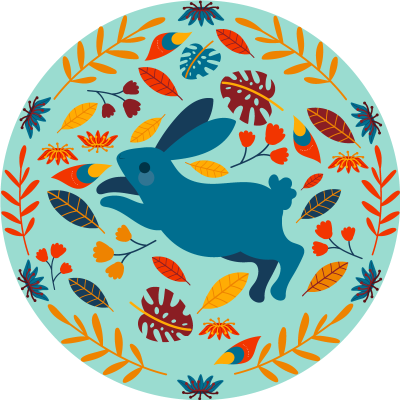 Dywan winylowy zwierzęta ilustracja wesołego królika - TenStickers