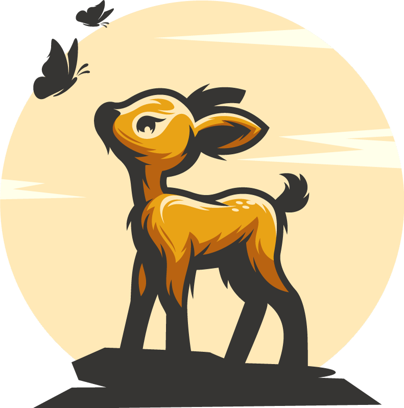 Dywan winylowy zwierzęta jelenie i motyle - TenStickers