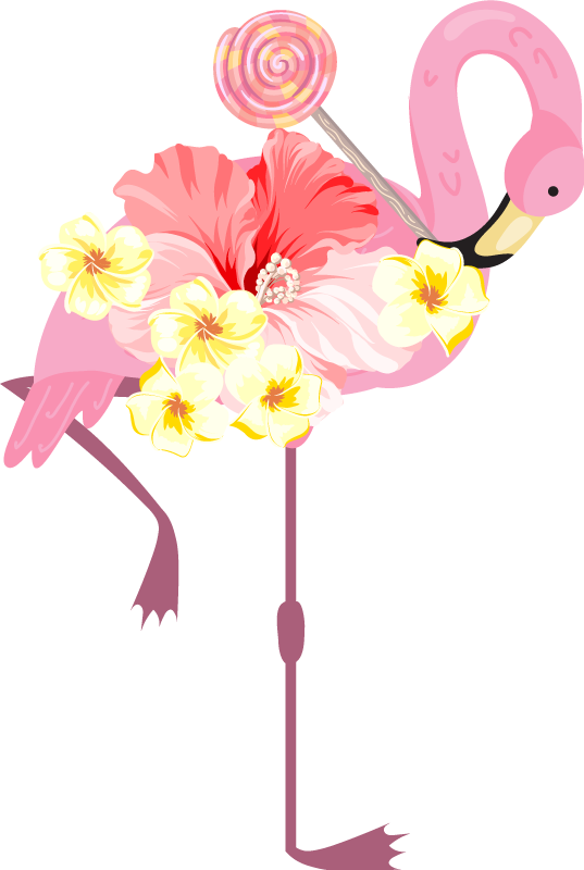 Dywan winylowy zwierzęta flamingo w kwiaty - TenStickers