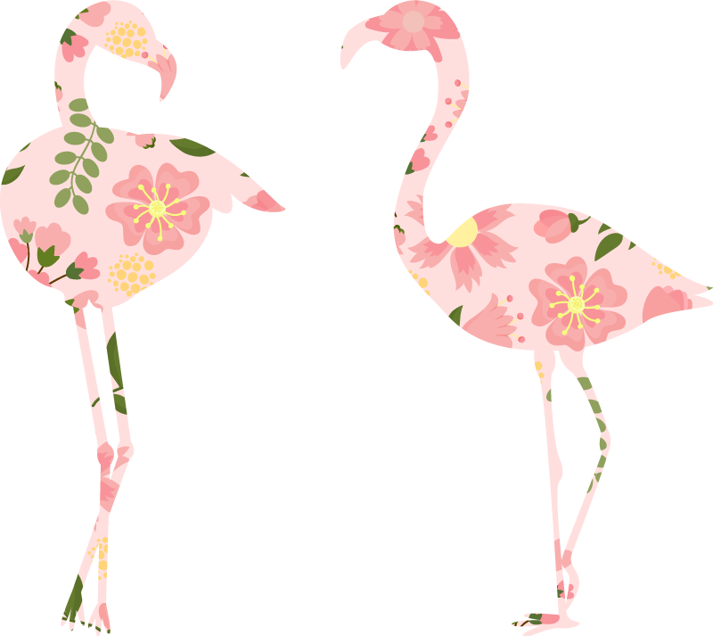 Dywan winylowy zwierzęta wzór flamingów w kwiaty - TenStickers