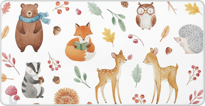 Dywan winylowy do kuchni w leśne akwarele - TenStickers
