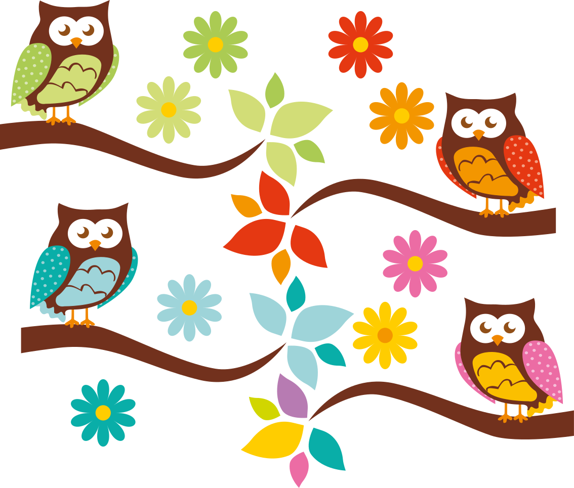 Dywan winylowy zwierzęta kolorowe ułożenie sów - TenStickers