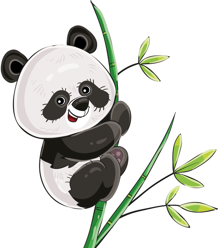 Dywan winylowy zwierzęta panda wspinająca się na bambus - TenStickers