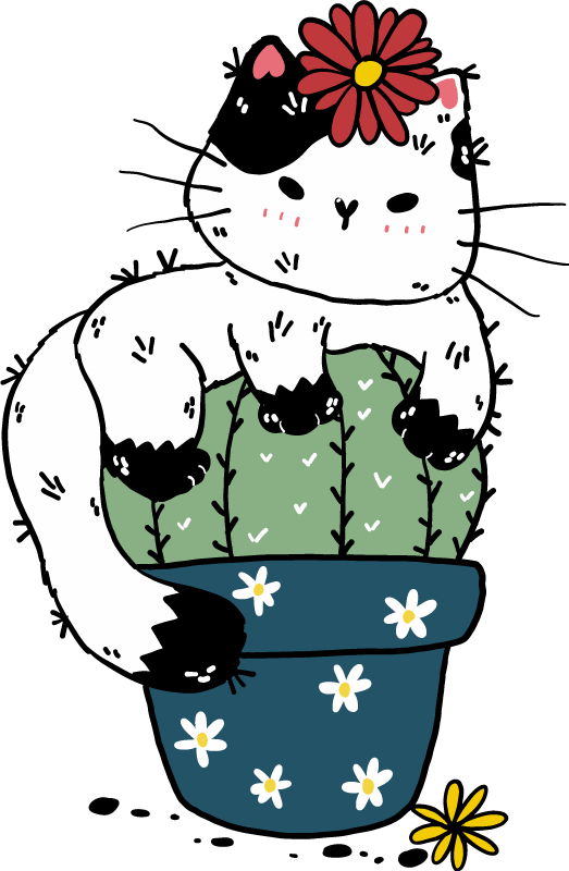 Dywan winylowy zwierzęta kaktus z zabawnym kotem - TenStickers