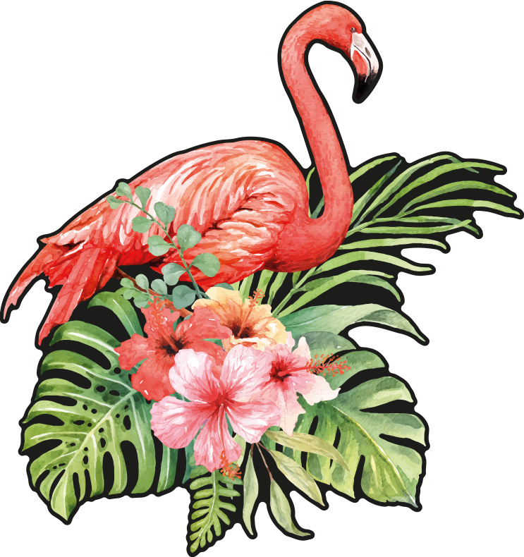 Dywan winylowy zwierzęta flamingo z kwiatami - TenStickers