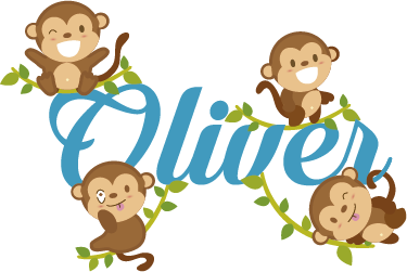 Dywan winylowy zwierzęta małpki dziecięce - TenStickers