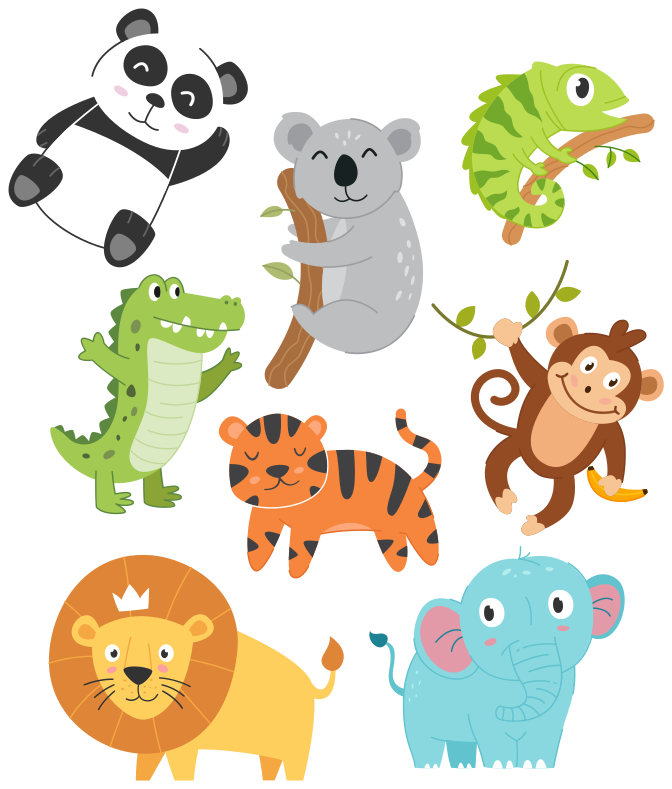 Dywan winylowy zwierzęta rysowane zwierzęta jesienne - TenStickers