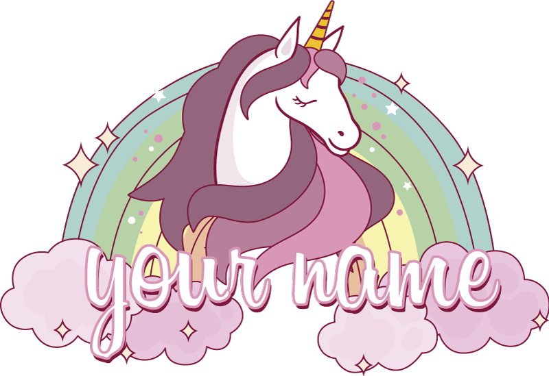 Dywan winylowy zwierzęta jednorożec różowy z imieniem - TenStickers