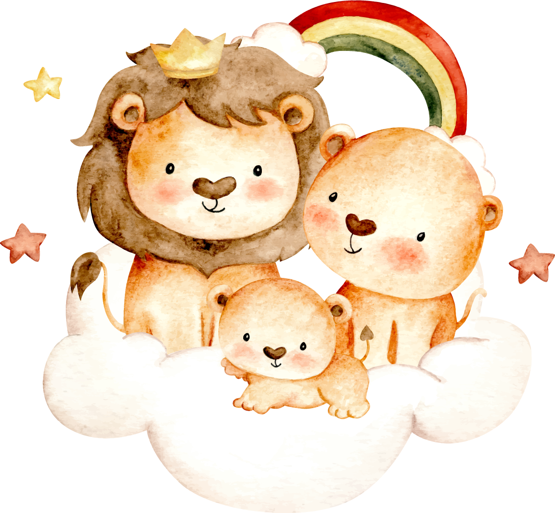 Dywan winylowy zwierzęta z małymi zwierzakami i chmurkami - TenStickers