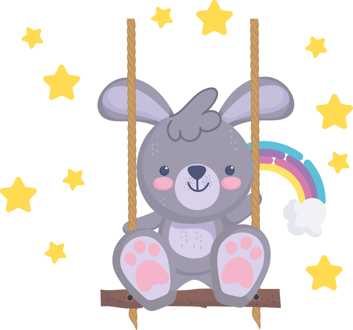 Dywan winylowy zwierzęta królik na gwiezdnej huśtawce - TenStickers