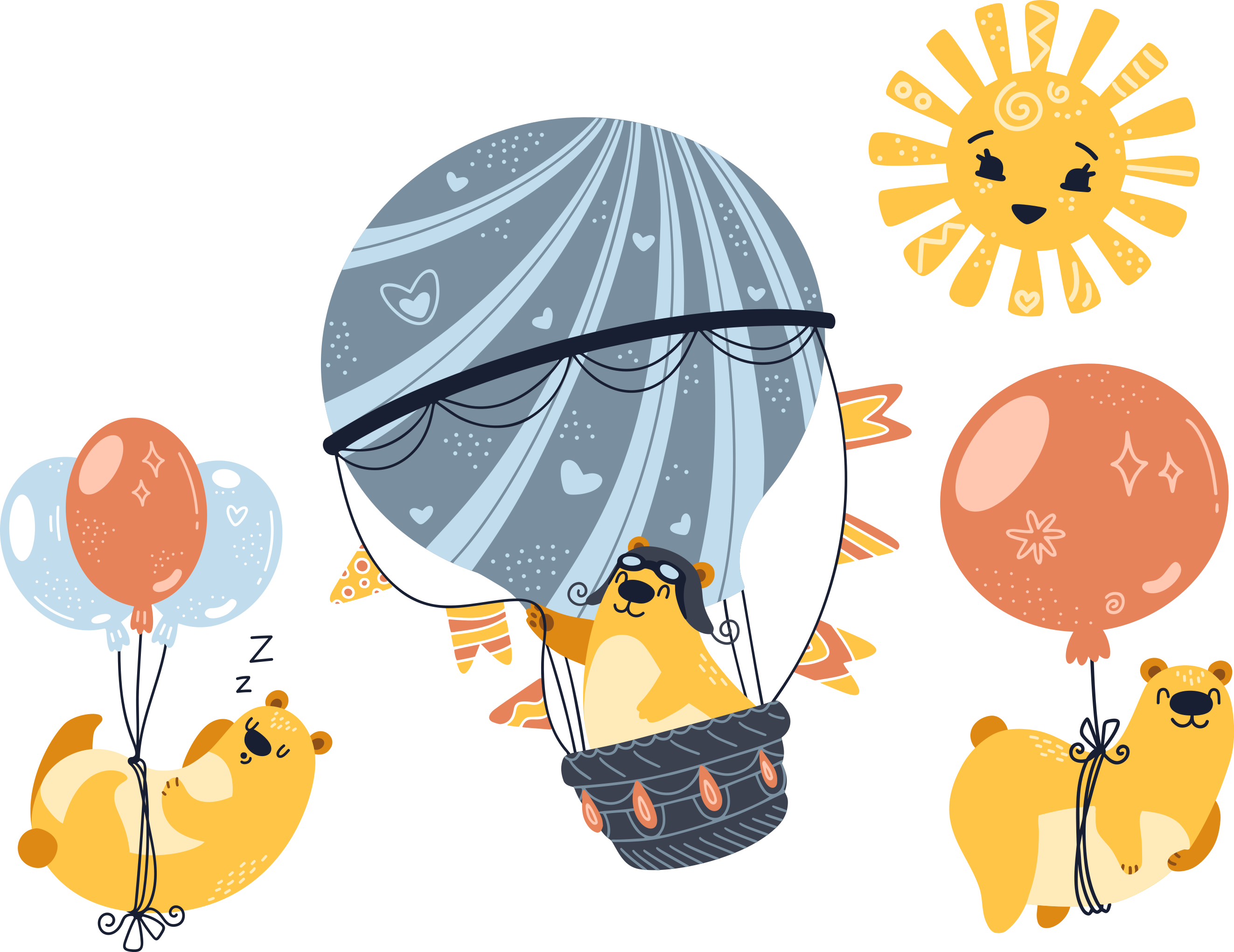 Dywan winylowy zwierzęta na balonach - TenStickers