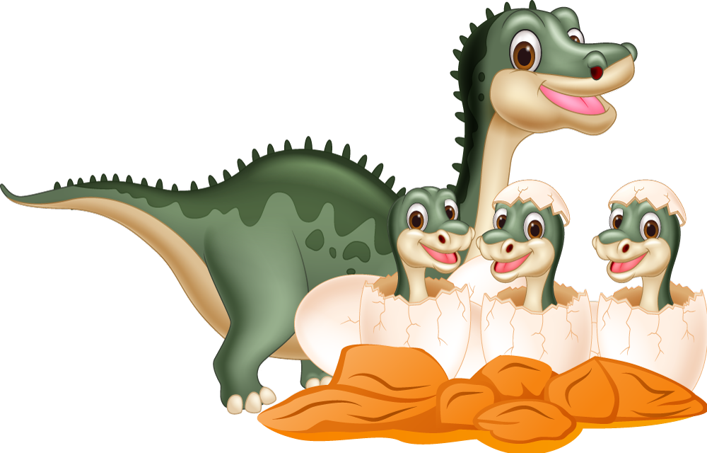 Dywan winylowy zwierzęta rodzina uroczych dinozaurów - TenStickers