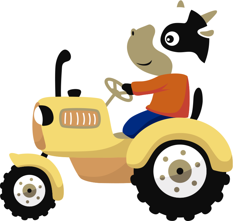 Dywan winylowy zwierzęta krowa na traktorze - TenStickers