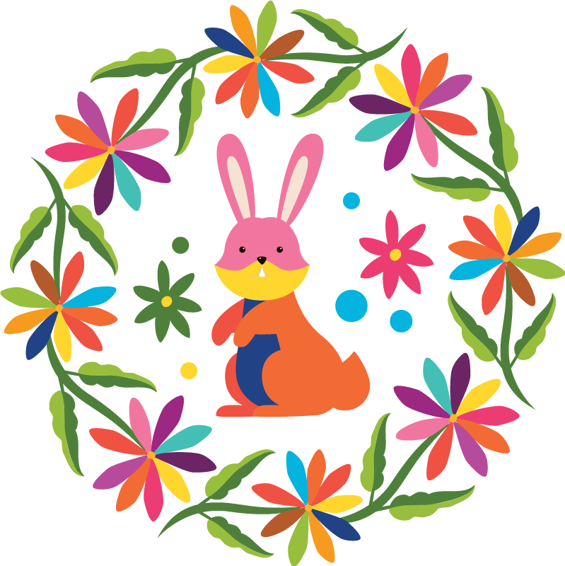 Dywan winylowy zwierzęta kolorowy design królika - TenStickers