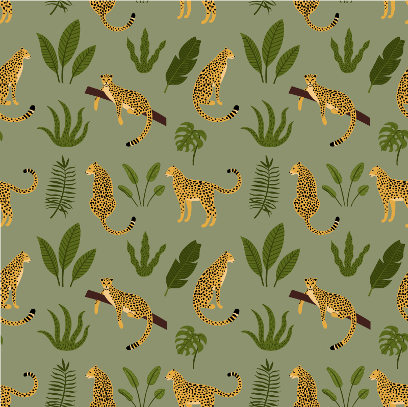 Dywan winylowy zwierzęta w leoparda dżungli - TenStickers