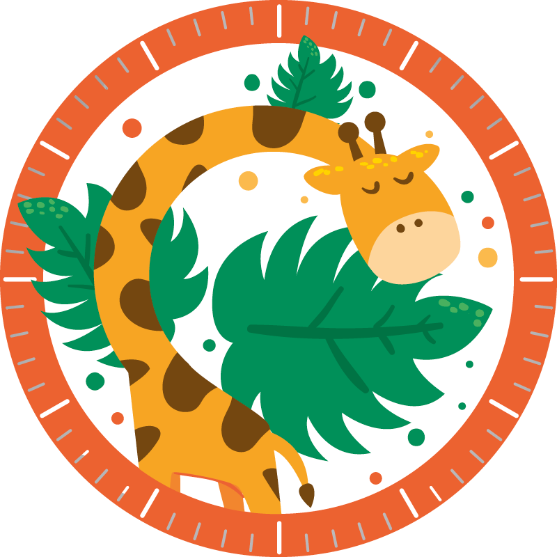 Dywan winylowy zwierzęta zegar dziecięcy z żyrafą - TenStickers