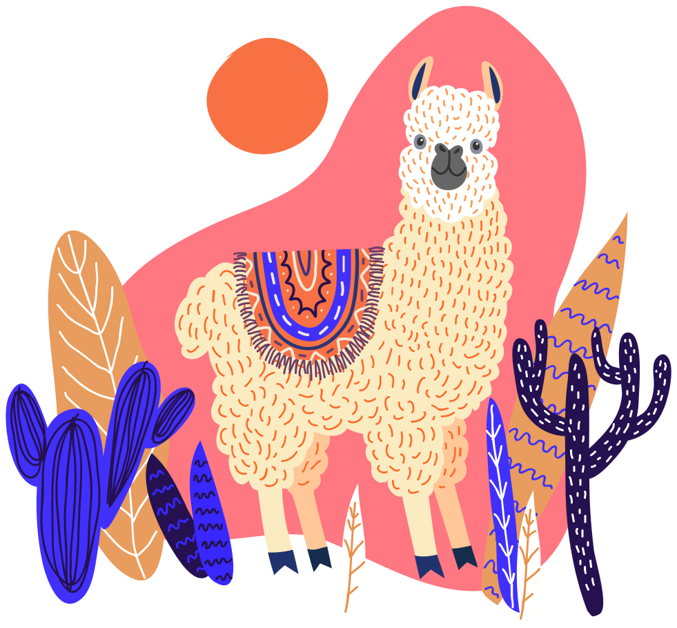 Dywan winylowy zwierzęta llama i kaktus peruwiański - TenStickers