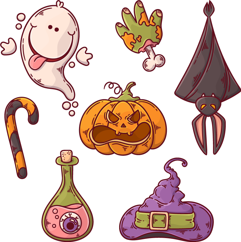 Dywan winylowy na halloween z postaciami halloweenowymi - TenStickers