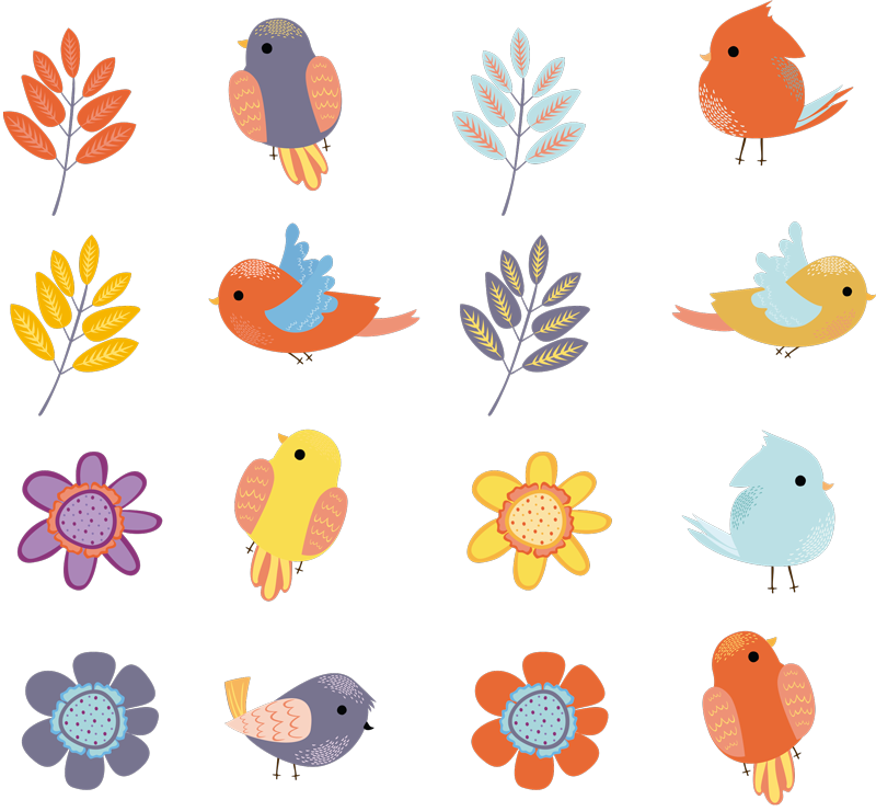 Dywan winylowy w kwiaty i rośliny z wiosennymi ptakami - TenStickers