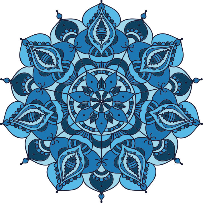 Dywan winylowy w kwiaty i rośliny niebieska mandala lotosu - TenStickers