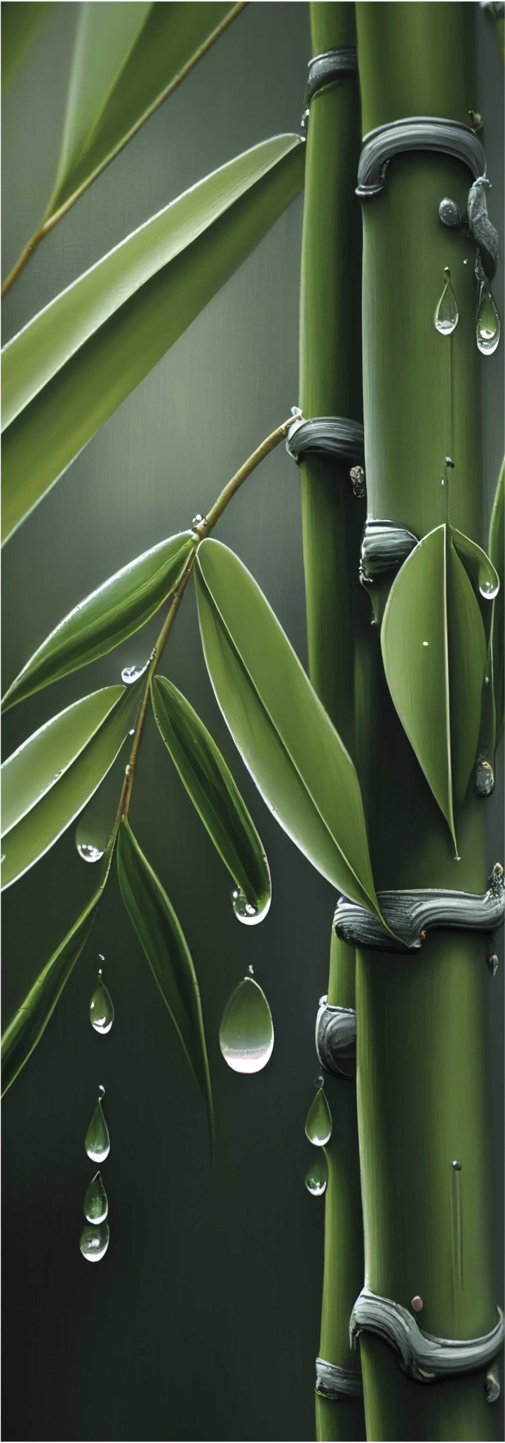 Dywan winylowy w kwiaty i rośliny bamboo z kroplami - TenStickers