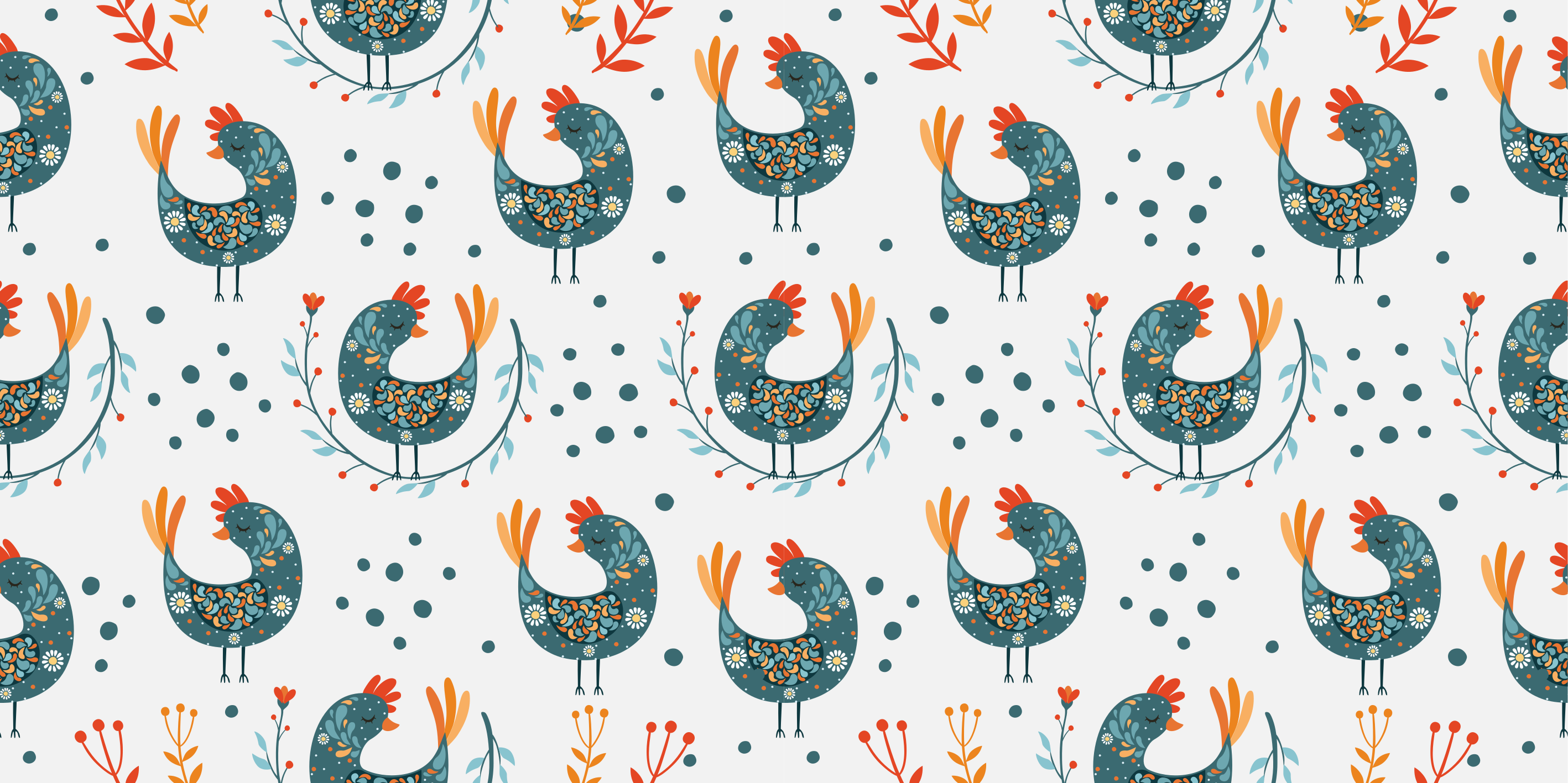 Dywan winylowy w kwiaty i rośliny kury i kwiaty - TenStickers