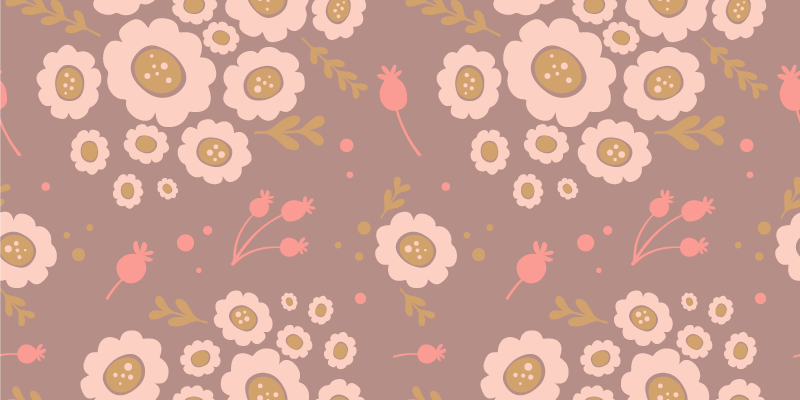 Dywan winylowy w kwiaty i rośliny w pastelowych kolorach - TenStickers