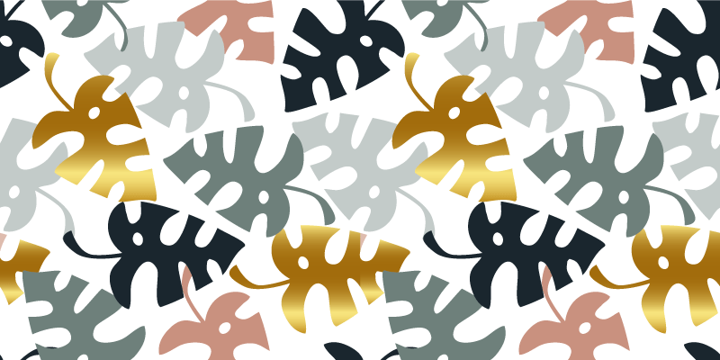 Dywan winylowy w kwiaty i rośliny złote i kolorowe liście - TenStickers